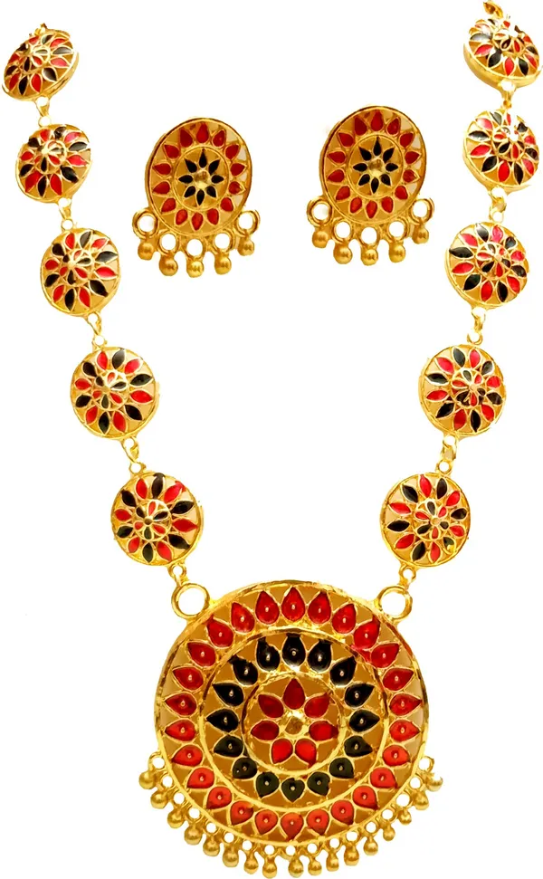 Assamese_Traditional_Red_And_Black_Colour_Japi_Jewellery_Set_For_Women